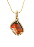 14KT Gold Filled Wire Wrapped Bezel Set Ammolite Necklace, Fossil Necklaces