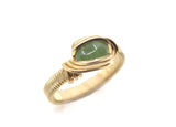 14kt Gold Filled Wire Wrapped Emerald Ring Size 6.25, Zambian Emerald