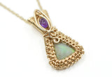 14kt Gold Filled Wire Wrapped Lightning Ridge Opal accented with an Amethyst from Zambia