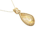 14kt Gold Filled Rutilated Quartz, Open bezel set, Golden Rutilated Quartz Necklace