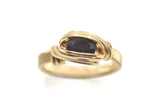 14kt Gold Filled Wire Wrapped Dark Blue Sapphire Ring, Size 7