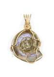 14kt Gold Filled Whole Ammonite Necklace, Purple Opalized Ammonite Necklace