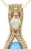 14kt Gold Filled Wire Wrapped Sleeping Beauty Turquoise Necklace with Opal