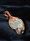 Natural Brown Ammonite Necklace, Copper Sterling Silver Wire Wrapped Ammonite Pendant, Reversible Necklace