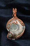Natural Brown Ammonite Necklace, Copper Sterling Silver Wire Wrapped Ammonite Pendant, Reversible Necklace