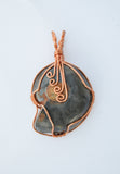 Black Fossilized Ammonite, Copper Wire Wrapped Ammonite Necklace