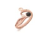 Adjustable Copper Wrapped Ring with Onyx