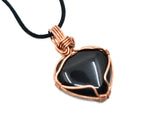 Onyx Heart Wrapped in Copper Wire