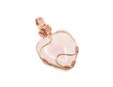 Copper Wire Wrapped Rose Quartz Heart Necklace