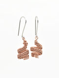 Copper Wire Wrapped Earrings, Copper Wire Woven Earrings, DNA Strand Earrings