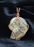 Natural Brown Ammonite Necklace, Copper Wire Wrapped Ammonite Pendant, Reversible Necklace