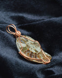 Natural Brown Ammonite Necklace, Copper Wire Wrapped Ammonite Pendant, Reversible Necklace