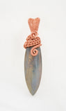 Long Labradorite Necklace Wire Wrapped in Copper, Copper Labradorite Necklace