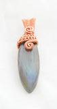 Long Labradorite Necklace Wire Wrapped in Copper, Copper Labradorite Necklace