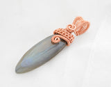 Long Labradorite Necklace Wire Wrapped in Copper, Copper Labradorite Necklace