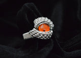Sterling Silver Wire Wrapped Amber Ring, Size 6.5