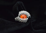 Sterling Silver Wire Wrapped Amber Ring, Size 6.5