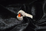 Sterling Silver Wire Wrapped Amber Ring, Size 6.5