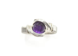 .925 Sterling Silver Wire Wrapped Amethyst Ring Size 6.75, 1 of 2