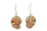 Sterling Silver Wire Wrapped Fosslized Ammonite Earrings