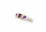 Sterling Silver Wire Wrapped Garnet and Amethyst Multi Stone Ring