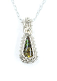 Mini Sterling Silver Wire Wrapped Ammolite Pendant, Wire Wrapped Fossils