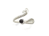 Adjustable Sterling Silver Wire Wrapped Ring with Onyx