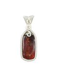 Sterling Silver Wire Wrapped Red Ammolite Pendant, Wire Wrapped Fossils