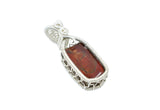 Sterling Silver Wire Wrapped Red Ammolite Pendant, Wire Wrapped Fossils