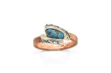 .925 Sterling Silver and Copper Wire Wrapped Morenci Turquoise Ring, Size 12