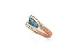 .925 Sterling Silver and Copper Wire Wrapped Morenci Turquoise Ring, Size 12