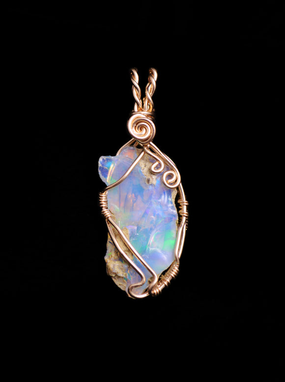 Wire Wrapped 14kt Gold Filled Opal Necklace