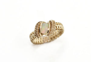 14kt Gold Filled Wire Wrapped Ethiopian Opal Ring