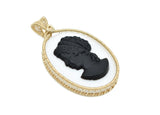 14KT Gold Filled Wire Wrapped Cameo Necklace, German Glass Cameo from 1950's