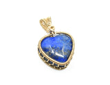 14KT Gold Filled Wire Wrapped Bezel Set Lapis Lazuli Heart Necklace, Heart Pendants