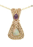 14kt Gold Filled Wire Wrapped Lightning Ridge Opal accented with an Amethyst from Zambia