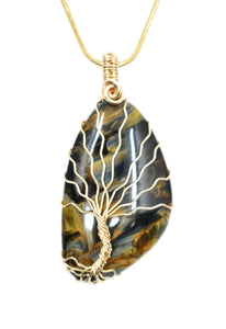 14kt Gold-filled Tree of Life Necklace on Pietersite