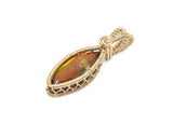 14KT Gold Filled Wire Wrapped Bezel Set Ammolite Necklace, Fossil Necklaces