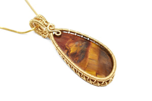 14kt Gold Filled Wire Wrapped Red Pietersite Necklace