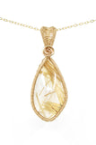 14kt Gold Filled Rutilated Quartz, Open bezel set, Golden Rutilated Quartz Necklace