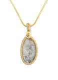 14KT Gold Filled Wire Wrapped Rutilated Quartz Necklace, Open Bezel Set Rutilated Quartz Necklace