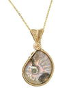 14kt Gold Filled Whole Ammonite Necklace, Open bezel set, Double Sided Ammonite Necklace