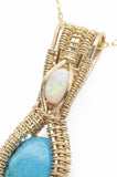 14kt Gold Filled Wire Wrapped Sleeping Beauty Turquoise Necklace with Opal