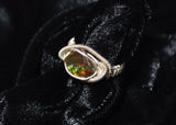 Intricate Sterling Silver Wire Wrapped Ammolite Ring, Sterling Silver Wire Wrapped Rings, Ammolite Rings