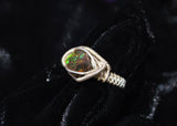 Intricate Sterling Silver Wire Wrapped Ammolite Ring, Sterling Silver Wire Wrapped Rings, Ammolite Rings