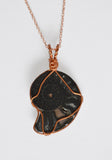 Black Ammonite Necklace, Copper Wire Wrapped Ammonite Pendant