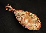 Wire Wrapped Fossilized Coral Pendant, Copper Wire Wrapped Fossilized Coral Necklace, Fossil Coral Necklace, Handcrafted Necklace