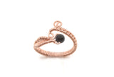 Adjustable Copper Wrapped Ring with Onyx