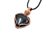 Onyx Heart Wrapped in Copper Wire