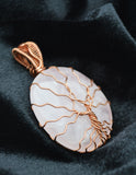 Tree of Life Necklace, Copper Wire Wrapped Tree of Life Pendant, Rose Quartz